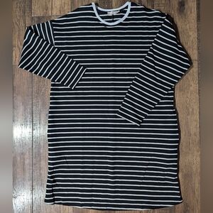 Oriane Women's Maternity Sweatshirt Dress Tunic Black White Stripe Size Med NWT